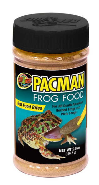 <body><p>Zoo Med's Pacman Fog Food is specifically formulated as a nutritious diet for South American Horned Frogs and other large frog species. Easy to use. Just add water. Can be fed to juvenile and adult frogs. Replacement for insects and rodents. Made in the U.S.A</p></body>