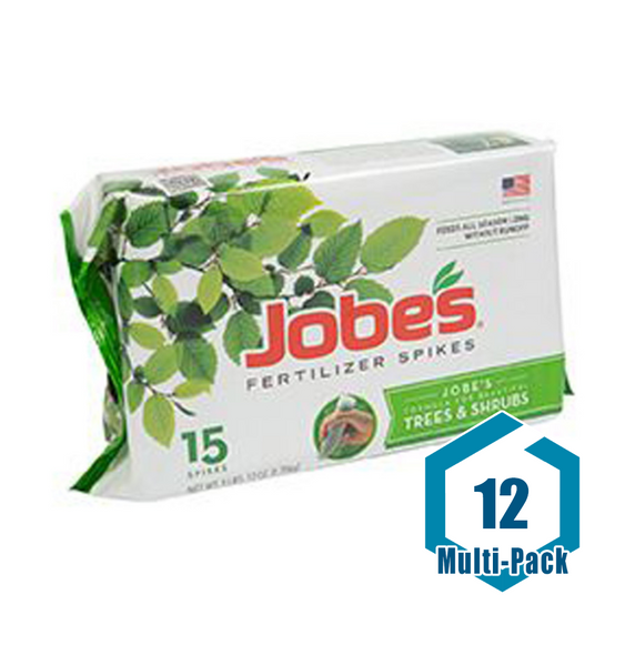 This item is a multi-pack, which includes:<br/><br/>(12) Jobe's Fertilizer Spikes Trees & Shrubs 16-4-4 - 15 pk<br/>Fertilizer spikes feed trees at the roots, where they need it most.<br/><br/>