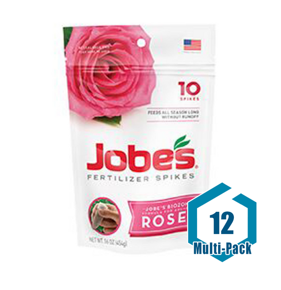 This is a multi-pack that contains:<br/><br/>(12) Jobe's Fertilizer Spikes Roses 9-12-9 - 10 pk<br/><br/>These fertilizer spikes nourish trees at their roots, where their need is greatest.<br/><br/>