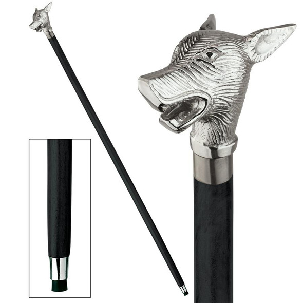 Aaahoo! Whether or not your favorite werewolves hail from London, this mystical beast of the night looks frightening enough to be howlin round your kitchen door, but you better not let him in! This Design Toscano hand-crafted cane boasts an ornamental, metal handle in a design every bit as unique as its user. Sure to lend exotic mystical style to any collection, it has a polished hardwood shaft that s been expertly lacquered with a clear coat to protect the wood and then fitted with a polymer tip and smart brass metal collar. This decorative walking stick is not weight bearing and is not intended for orthopedic use. 37 L. 2 lbs.