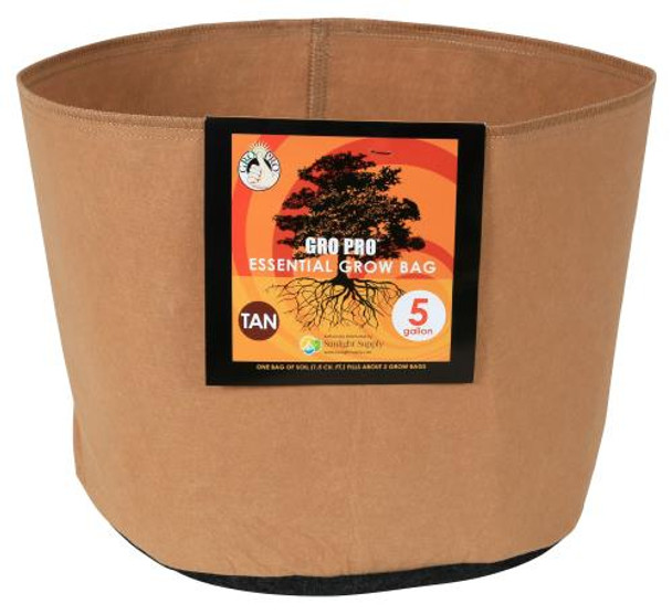 Gro Pro Essential Round Fabric Pot - Tan 5 Gallon
