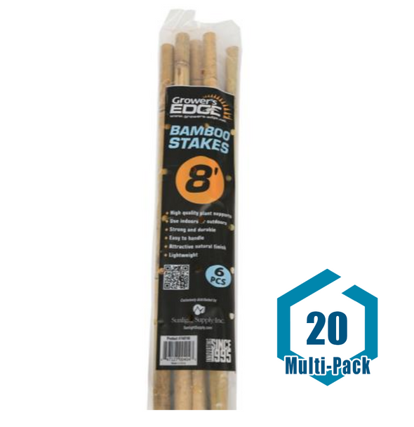 Grower's Edge Natural Bamboo 8 ft - 6/Bag : 20 pack