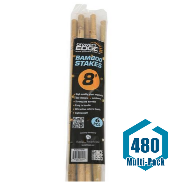 Grower's Edge Natural Bamboo 8 ft - 6/Bag : 480 pack