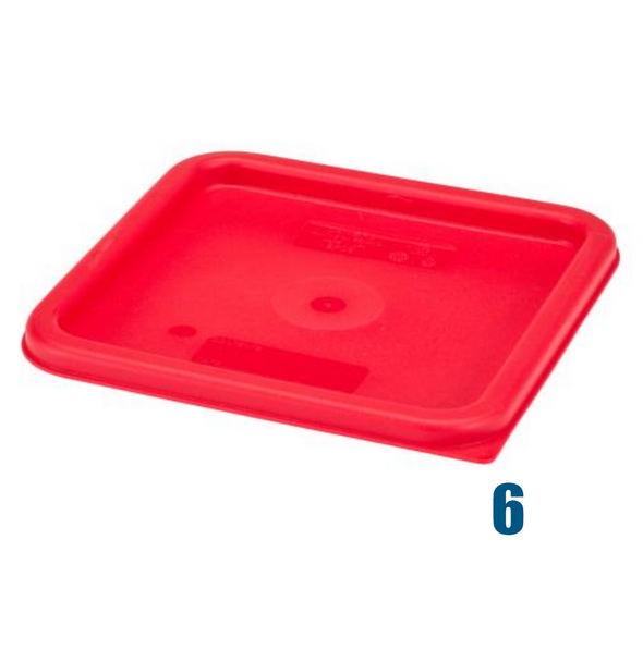 Cambro Square Food Storage lid for   8 Quart-Red: 6 pack