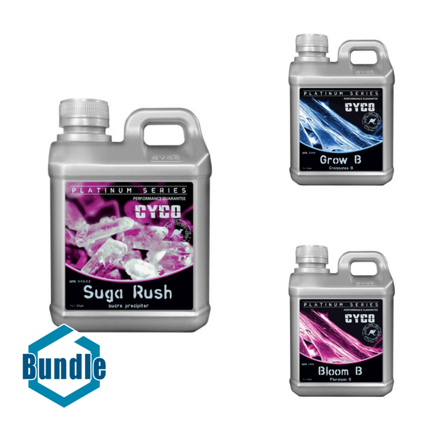 CYCO Suga Rush 1 Liter bundled with CYCO Grow B 1 Liter bundled with CYCO Bloom B 1 Liter