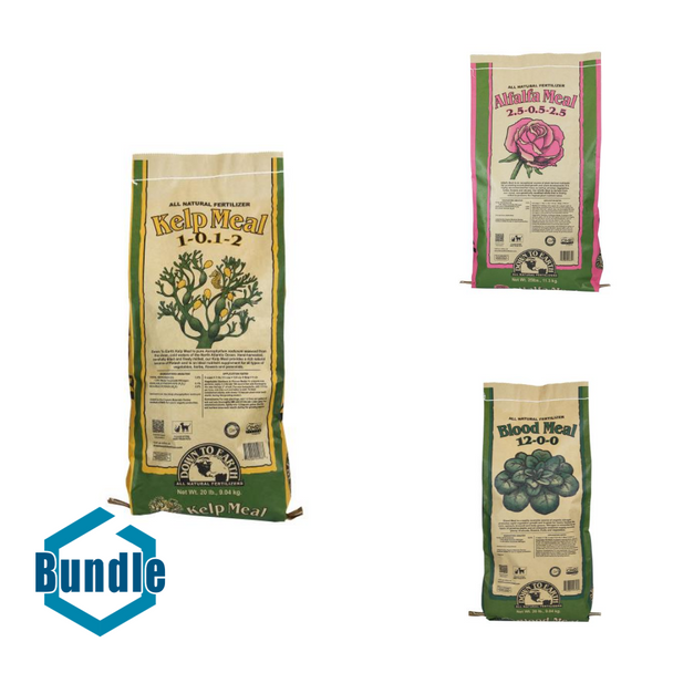 Down To Earth Kelp Meal - 20 lb bundled with Down To Earth Alfalfa Meal - 25 lb bundled with Down To Earth Blood Meal - 20 lb