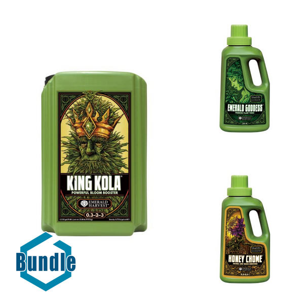 Emerald Harvest King Kola 2.5 Gal/9.46 L bundled with Emerald Harvest Emerald Goddess Qrt/0.95 L bundled with Emerald Harvest Honey Chome Quart/0.95 Liter