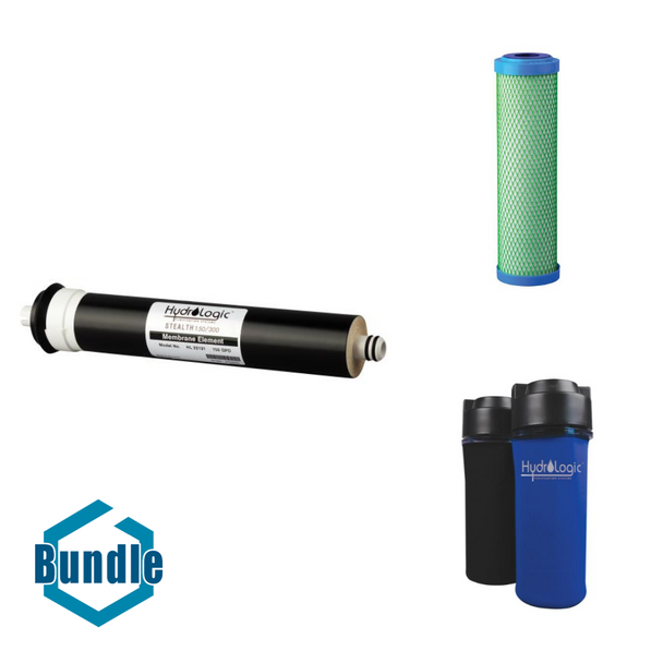 Hydro-Logic Stealth RO100/200 RO Membrane bundled with Hydrologic Green Carbon Filter for stealthRO Reverse Osmosis Filtration System bundled with Hydro-Logic Algae Block Sleeve