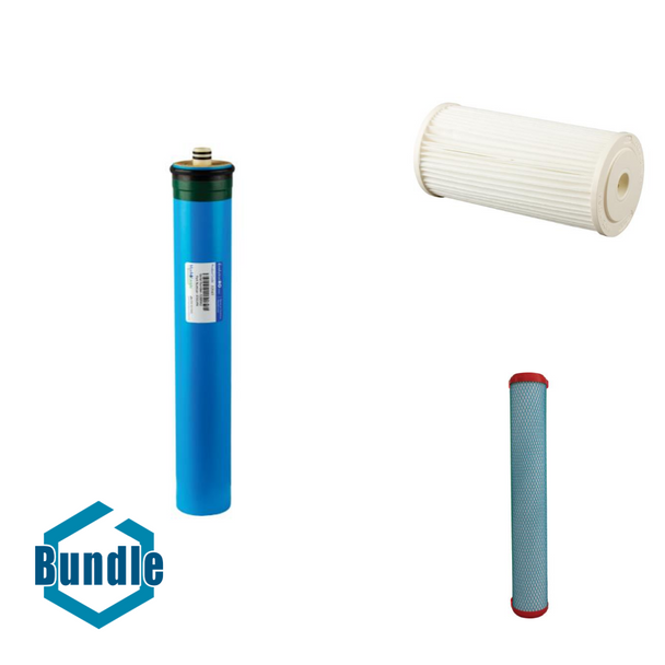 Hydro-Logic Evolution RO1000 Membrane bundled with Hydro-Logic Pre-Evolution Sediment Filter Pleated/Cleanable bundled with Hydro-Logic Evolution RO1000 KDF/Catalytic Carbon Pre-Filter