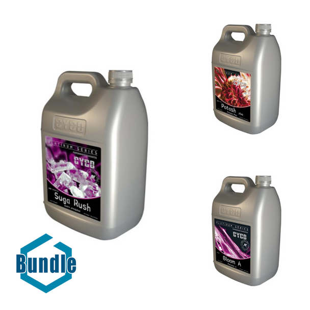 CYCO Suga Rush 5 Liter bundled with CYCO Potash Plus 5 Liter bundled with CYCO Bloom A 5 Liter