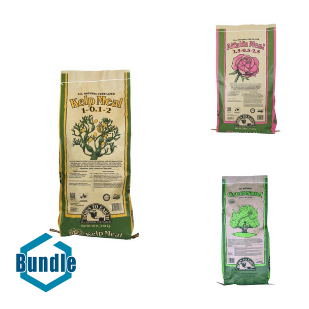 Down To Earth Kelp Meal - 20 lb bundled with Down To Earth Alfalfa Meal - 25 lb bundled with Down To Earth Greensand - 25 lb