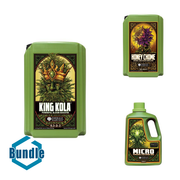 Emerald Harvest King Kola 2.5 Gal/9.46 L bundled with Emerald Harvest Honey Chome 2.5 Gal/9.46 L bundled with Emerald Harvest Micro Gallon/3.8 Liter