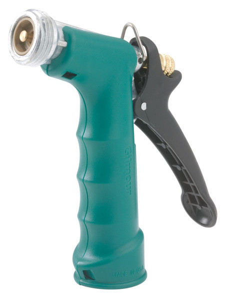 Gilmour Rear Control Pistol Nozzle w/ Insulated Grip & Threaded Tip Metal - Teal