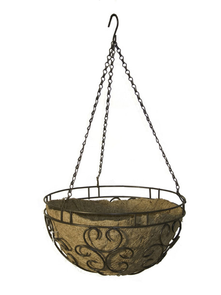 Panacea Cameo Hanging Basket With Liner - 14 in