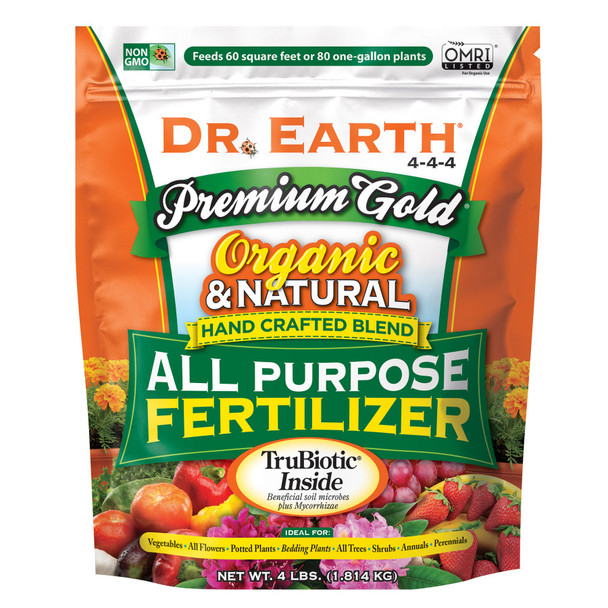 Dr. Earth Premium Gold All Purpose Fertilizer 4-4-4 - 4 lb