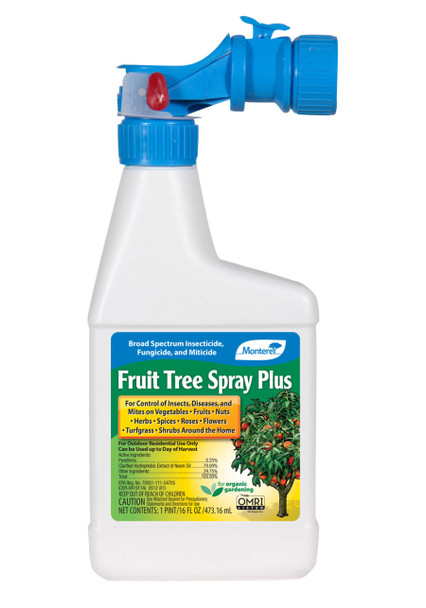 Monterey Fruit Tree Spray Insecticide Fungicide Miticide Organic Ready to Spray - 16 oz