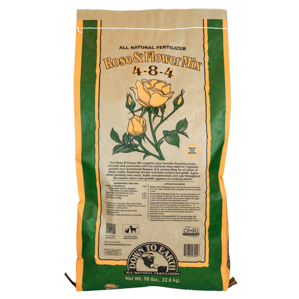 Down To Earth Rose & Flower Mix All Natural Fertilizer 4-8-4 - 50 lb