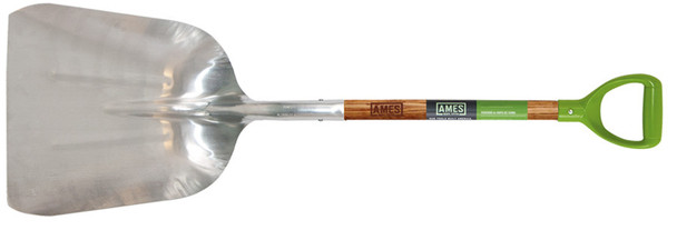 Ames 10 Aluminum Scoop with Ash Handle D Grip - Brown