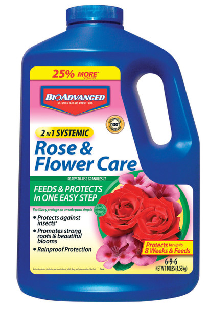 BioAdvanced 2-in-1 Rose & Flower Care Granules 6-9-6 - 10 lb - Brown/A