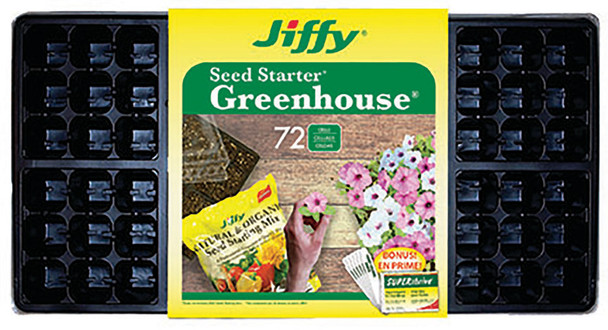 Jiffy Seed Starter Greenhouse 72 Cells with Superthrive Labels - Black, 14ea