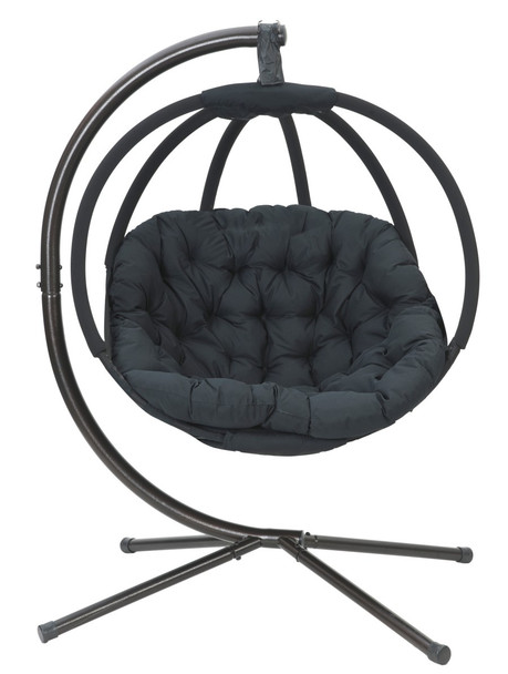 FlowerHouse Overland Hanging Ball Chair with Stand Modern Black 1ea/67 In X 50 In X 34 in