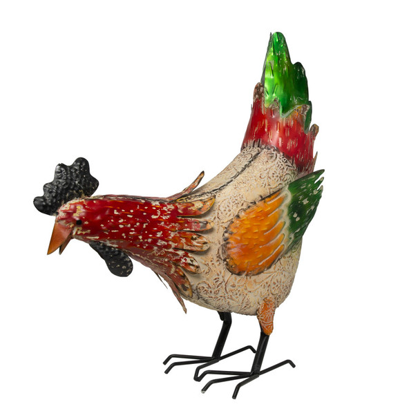 Alpine Metal Pecking Rooster Dcor