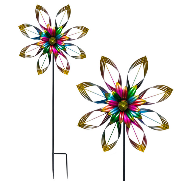 Alpine Embellished Flower Wind Spinner Stake