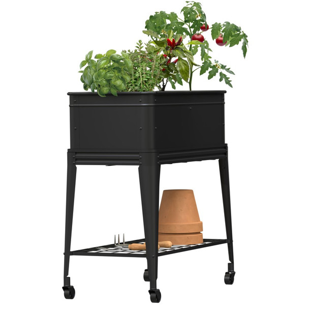 Panacea Elevated Planter w/Wheels - 30In (W) X 16In (D) X 36In(H)