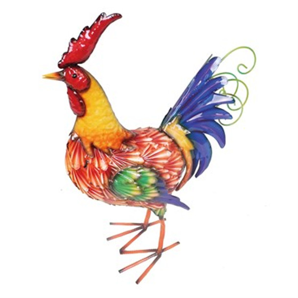 DDI Backyard Expressions Metal Rooster Bright Colors - 20in