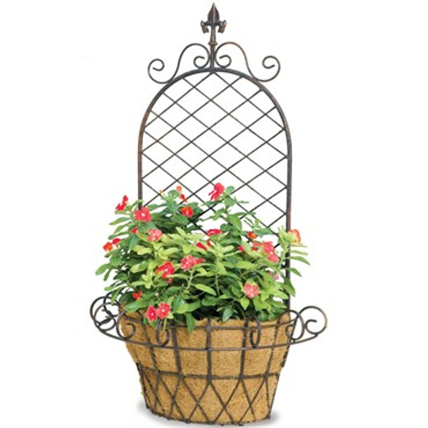 Deer Park Ironworks Finial X Wall Basket with Coco Liner Natural Patina - 22in L x 11in W x 37in H