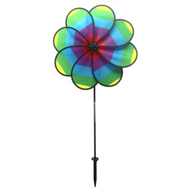 Gardener Select Rainbow Pinwheel 8 Petal - Blue Rainbow - 18.89in Diam x 38.97in H