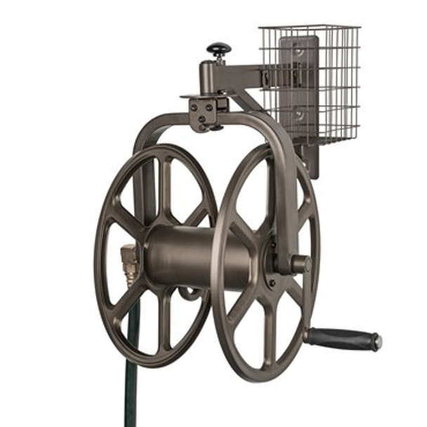 Liberty Garden Single Arm Navigator Rotating Hose Reel Holds 125ft of 5/8in Hose - 19.6in L x 18.6in W x 21.9in H