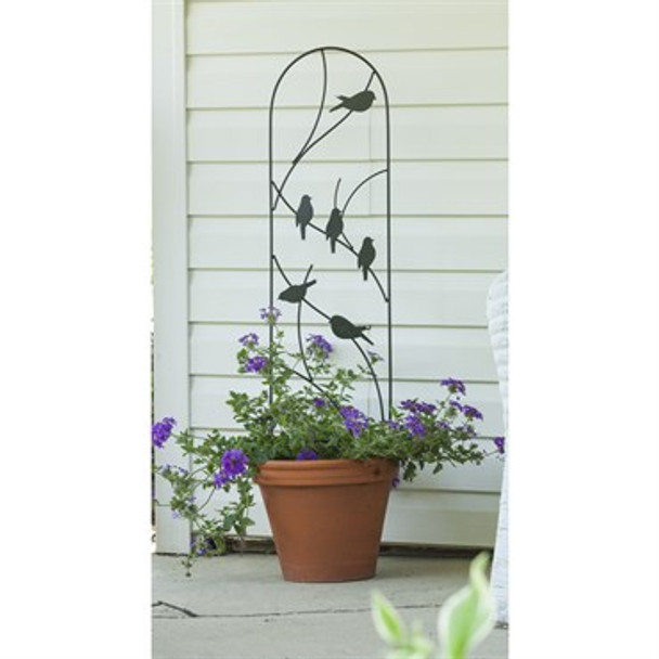 Panacea Perching Birds Pot Trellis Black - 10in W x 40in H