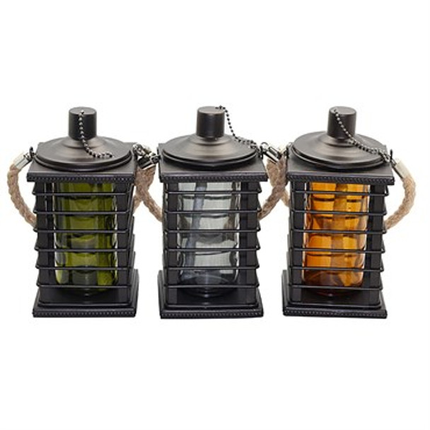 Patio Essentials Caged Table Top Torch Assorted Colors - 4.33in Diam x 8.66in H