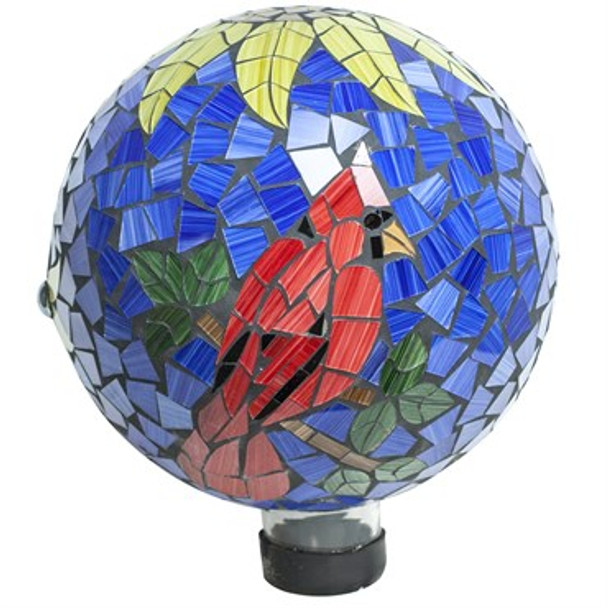 Echo Valley Gazing Globe - Mosaic Glass Cardinal - 10in