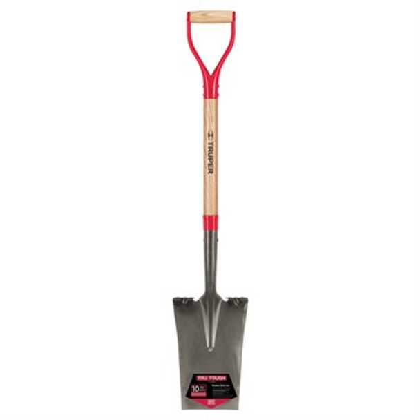 Truper Tru Tough Medium-Duty Garden Spade 30in Handle with D-Handle Grip, 16 Gauge Blade