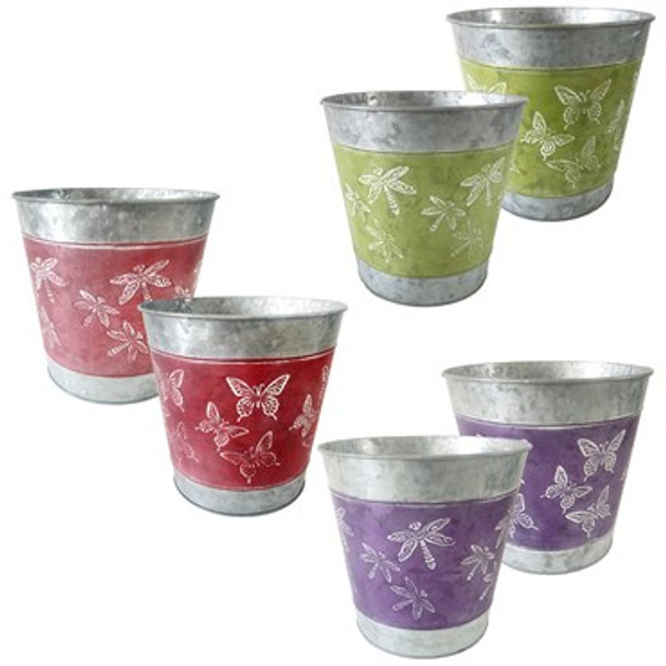 Very Cool Stuff Butterfly And Dragonfly Pail Planters 9in Diam