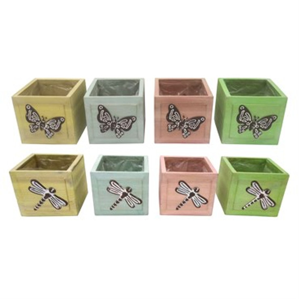Very Cool Stuff Dragonfly and Butterfly Wood Planters 4in W