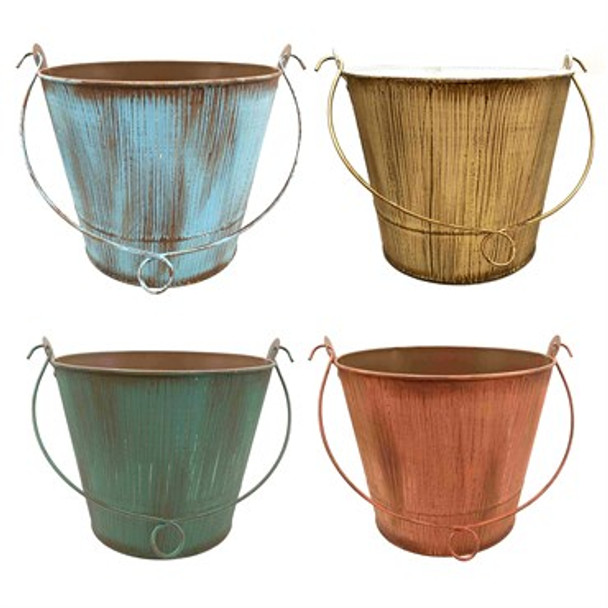 Very Cool Stuff Vintage Pail Planters Assorted Colors - 10in Diam