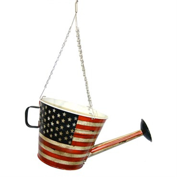 Very Cool Stuff Hanging Watering Can Planter Stars & Stripes - 10in Diam