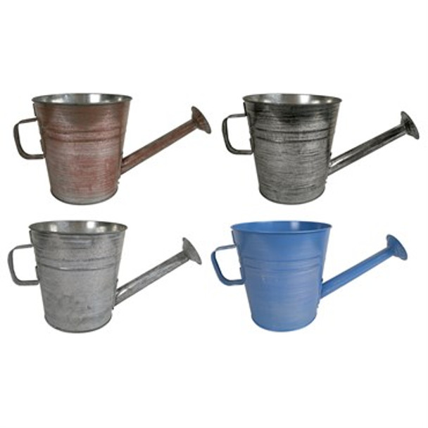 Very Cool Stuff Watering Can Planter Galvanized Brushed Assortment - 4 Finishes - 7in Diam