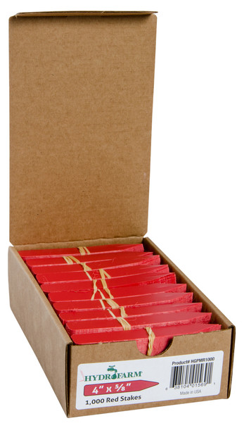 Hydrofarm Plant Stake Labels, Red, 4 x 5/8, case of 1000