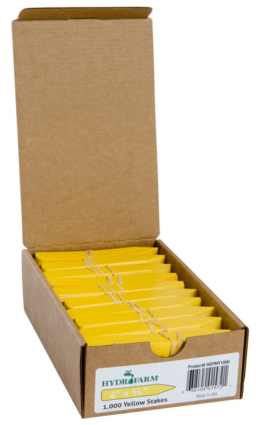 Hydrofarm Plant Stake Labels, Yellow, 4 x 5/8, case of 1000