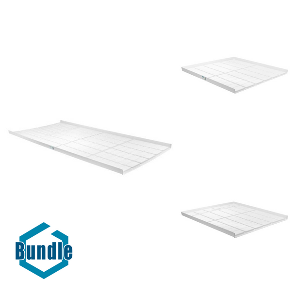Botanicare CT Middle Tray 8 ft x 4 ft - White ABS bundled with End Tray 4 ft x 4 ft and Drain Tray 4 ft x 4 ft - White ABS