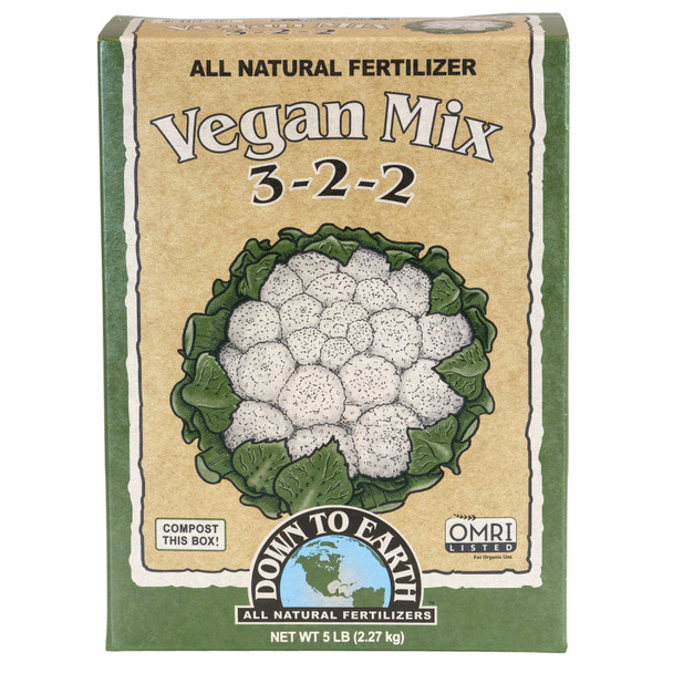 Down To Earth Vegan Mix Natural Fertilizer 3-2-2 - 5 lb