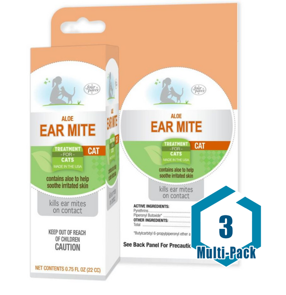 3 Pack: Four Paws Ear Mite Remedy for Cats .75 oz