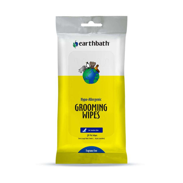 Earthbath Hypo-Allergenic Grooming Wipes, Fragrance Free - 30 ct