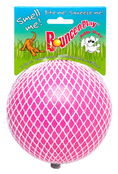 Jolly Pet Bounce-n-Play Ball Scented Dog Toy - Bubblegum - 8 in