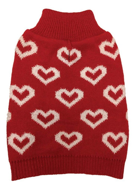 Fashion Pet Allover Hearts Dog Sweater - Red - XXS