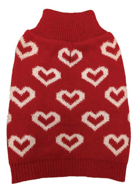 Fashion Pet Allover Hearts Dog Sweater - Red - XL